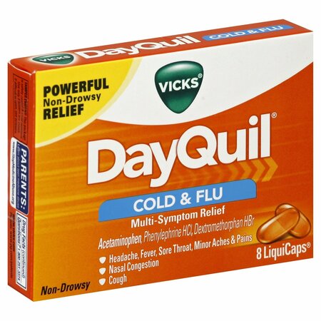 DAYQUIL Vicks  Cold Flu Medicine Non Drowsy Relief For Cough Sore Throat 596825